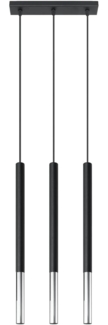 Pendelleuchte, Stahl, schwarz-chrom, H 110 cm