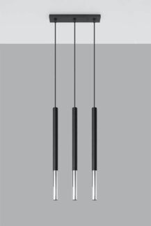 Pendelleuchte, Stahl, schwarz-chrom, H 110 cm