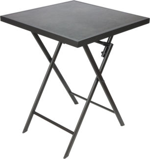 BRUBAKER Gartentisch Bergamo - 58 x 58 cm Balkontisch wetterfest (1-St, Campingtisch eckig mit Stein Optik - Klapptisch für Balkon, Terrasse), Metall Beistelltisch klappbar - Bistrotisch