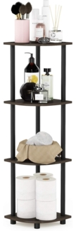 Furinno Eckregal mit 4 Ebenen, Holz, dunkelbraune Maserung/Schwarz, 29. 46x29. 46x110. 49 cm