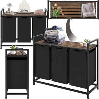 tectake Wäschekorb Wäschesortierer, Industrial-Style, 2 oder 3 ausziehbare Fächer