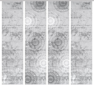 HOME in green Schiebegardine MANDRIGA (4 St), Paneelwagen, halbtransparent, SET DIGITALDRUCK,BAMBUSOPTIK RECYCELT