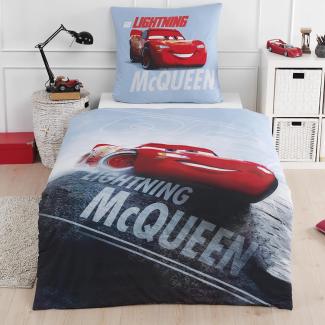 MTOnlinehandel Bettwäsche Cars 135x200 + 80x80 cm, 100 % Baumwolle, Renforcé, 2 teilig, Jungen Kinderbettwäsche Disney's Cars Auto, Lightning McQueen