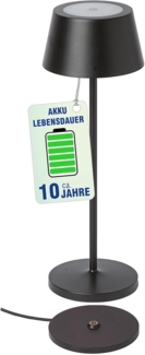 Maul Akku Tischleuchte MAULnina | Tischlampe kabellos mit langlebigem Akku | Tischlampe aufladbar bis zu 10h Beleuchtung | Lampe dimmbar für Schreibtisch, Nachttisch & Outdoor | Schwarz