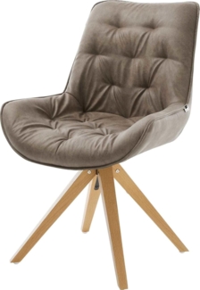 Esszimmerstuhl Taimi-Flex Mikrofaser Taupe Vintage Holzgestell kantig Natur