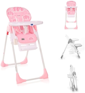 Lorelli Kinderhochstuhl Cryspi Rückenlehne verstellbar, faltbar, 5-Punkt-Gurt rosa