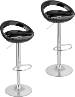 Baroni Home 2 Drehbarer Barhocker, höhenverstellbar, Sitz aus Kunststoff und Schineal, verchromte Basis, Fußstütze und Boden, Kratzfest, 37 x 45 x 59-79 cm, Schwarz 2 Stück