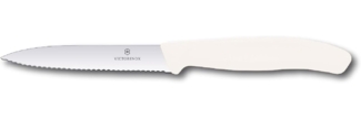 Victorinox, 6.7737, Swiss Classic, Gemüsemesser, Extra scharfe Klinge, mit Wellenschliff, robuster Kunststoff-Griff, Weiß, Made in Switzerland, Spülmaschinengeeignet