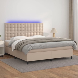 vidaXL Boxspringbett mit Matratze & LED Cappuccino-Braun 160x200cm 3135956