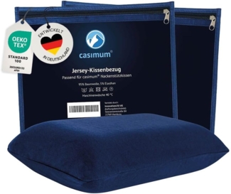 casimum Kissenbezug Reisekissen BLAU, Passend für Nackenstützkissen 40x25x10 cm, Doppelpack (2 Stk)