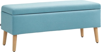 HOMCOM Sitzbank mit Stauraum, 110 x 39 x 45 cm (Truhenbank, 1-St, Polsterbank), für Wohnzimmer, Schlafzimmer, Blau