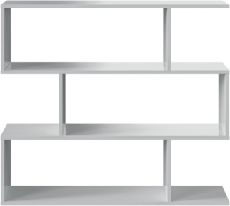 Habitdesign Bücherregal, Modell Athena, weißes Hochglanz-Finish, Maße: 97 cm (Höhe) x 110 cm (Breite) x 24 cm (Tiefe)