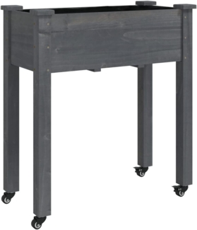 vidaXL Pflanzkübel mit Einsatz und Rollen Grau 71x37x80 cm Tannenholz 3157825