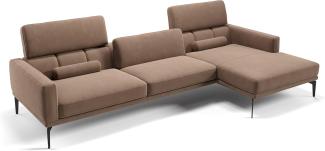 Sofanella Eckcouch SALERNO Stoffbezug Eckgarnitur Ecksofa in Hellbraun S: 247 x 157 Breite x 97 Tiefe