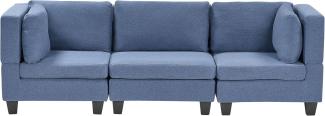 Beliani 'Unstad' Sofa, Blau, Leinenoptik, 72 x 76 x 228 cm, ohne Ottomane, Einzelsofa