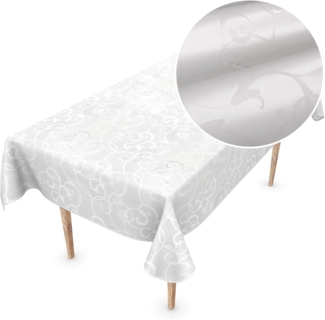 ANRO Tischdecke Wachstuchtischdecke Premium Gartentischdecke (Einzelstück 1-tlg), Geprägt Damast 155x110 cm wasserabweisend