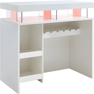 Vente-unique - LED Hausbar - Hochglanz - MDF - Weiß - FABIO