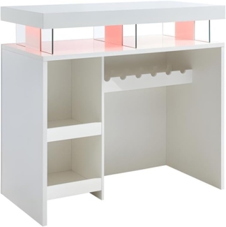 Vente-unique - LED Hausbar - Hochglanz - MDF - Weiß - FABIO