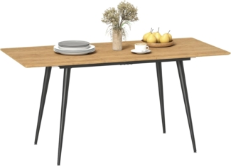 HOMCOM Klapptisch Esstisch ausziehbar 120/160 x 75 cm für 6-8 Personen (Esszimmertisch, 1-St, Küchentisch), mit Stahlbeine, Natur