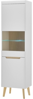 Vitrine Isgard in weiß und Eiche 53 x 197 cm