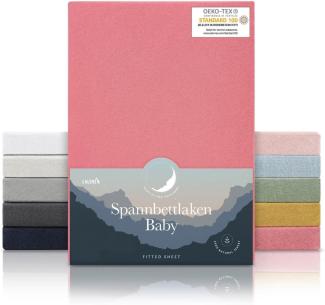 Laleni Jersey Spannbettlaken Babybett Kinderbett 60x120 cm - Oeko-Tex Zertifiziert, 100% Baumwolle, atmungsaktives Spannbetttuch Baby, 135 g/m², Coral - rot