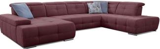 Cavadore Wohnlandschaft Mistrel mit Schlaffunktion / U-Form Bettsofa mit leichter Fleckentfernung dank Soft Clean / Geeignet für Haushalte mit Kindern, Haustieren /343 x 77 x 228 / rot