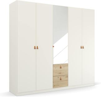 Rauch Möbel Homey by Quadra Spin Schrank Drehtürenschrank, Weiß, 5-trg. mit Spiegel, inkl. 3 Kleiderstangen, 3 Einlegeböden, 2 Schubkästen, BxHxT 226 x 210 x 54 cm