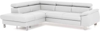 Mivano Ecksofa Micky mit Ottomane / L-Form-Sofa mit Schlaffunktion, Stauraum und Kopfteilverstellung / 249 x 72 x 207 / Kunstleder, Weiß