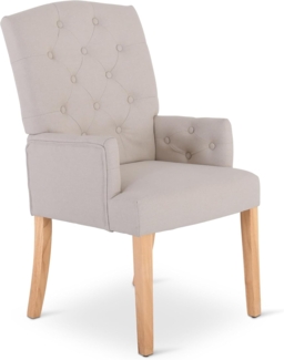 Esszimmerstuhl Strukturstoff Beige, Beine Massivholz in Natur | Raburg Victoria