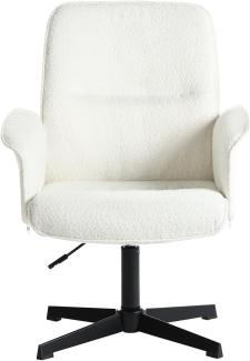 MEUBLE COSY Sessel Lehnstühle Lounge Cocktailsessel Bürostuhl mit höhenverstellbar Armlehnen 360° Drehbar Schminkstuhl Polsterstuhl für Schlafzimmer Wohnzimmer Büro Vanity, Bouclé Frottier, Weiß