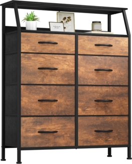 YITAHOME Kommode, Schrank, Aufbewahrungsschrank, 8 Schubladen aus Stoff mit Griffen, Aufbewahrungskommode, Gabardin aus verrottetem Holz