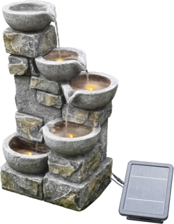 Teamson Home Gartenbrunnen Solarbrunnen mit LED aus Polyresin braun 72 cm