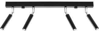 Deckenleuchte, Schwarz, Stahl, bewegliche Spots, L 60 cm