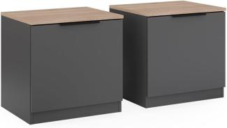 Vicco Nachttisch Betti 2er Set, 50 x 50 cm, Anthrazit Sonoma mit 1 Klappe, Schlafzimmer