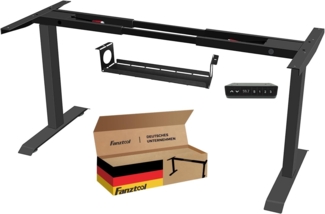 FANZTOOL höhenverstellbarer Schreibtisch-Gestell mit 2 x Bosch Motoren elektrisch stufenlos in Schwarz, Arbeitstisch Tischbeine mit Memory-Funktion, USB Steckdose, Kabelwanne