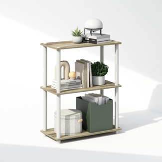 Furinno Turn-N-Tube 3-stufiges, kompaktes Mehrzweck-Präsentationsregal, Regaleinheit, Bücherregal, Sonoma Eiche/Weiß