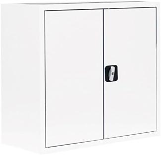 Stahl-Aktenschrank, Aktenschrank abschließbar, Büroschrank, Stahlschrank, Weiß, 750 x 800 x 383 mm 530307