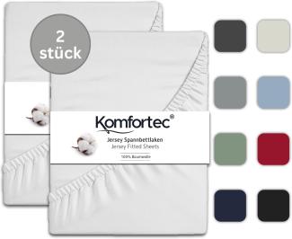 Komfortec Spannbettlaken Jersey Spannbettuch, 90x200, 140x200, 160x200, 180x200 oder 200x200 cm, 100% Baumwolle (135 g/m), Gummizug: Rundum, (2 Stück), OEKO-TEX® Standard 100 Zertifisiert, für Matratzen bis 25 cm Höhe