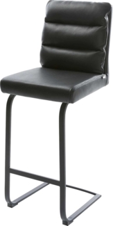 Barstuhl Pela-Flex Echt-Leder Schwarz Freischwinger flach Metall