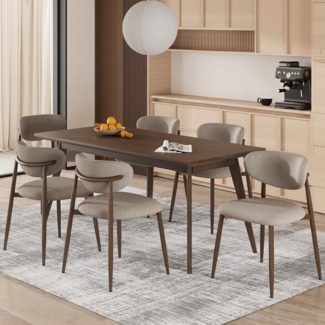 COLAMY Küchenstuhl Esszimmerstühle 6er Set, Moderne Polsterstuhl Essstühle mit Fester Rückenlehne, Stoff Esszimmerstühl mit Metallbeinen für Esszimmer, Küche, Restaurant, Kamel