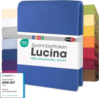 CelinaTex Jersey Spannbettlaken Lucina für Kids Doppelpack 60x120-70x140 cm royal blau 100% Baumwolle gekämmt superweich Oeko-TEX