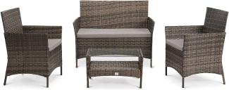 SVITA BROOKLYN Polyrattan Sitzgruppe Lounge Gartenmöbel Set braun Abdeckplane