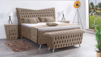 Meisterbetten Boxspringbett Juve 140x200 in VS-Beige, Matratzenbezug Optiflex, Ergoflex-Topper
