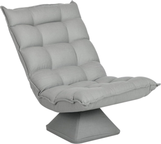 HOMCOM Relaxsessel Drehbarer Meditationsstuhl mit verstellbarer Rückenlehne, Sockel (Bodensofa, 1-St, Bodenstuhl), Lazy Sofa für Wohnzimmer, Büro, Grau