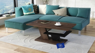 Mazzoni Couchtisch Cliff Eiche dunkel / Schwarz matt Tisch Wohnzimmertisch 110 x 60 x 45 cm