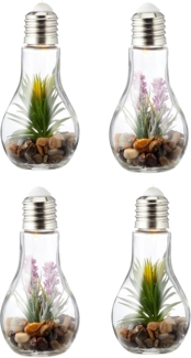 Levandeo® LED Dekoobjekt, 4er Set Sukkulenten Glühbirne Glas je B x H 8x19 cm Deko LED Lampe
