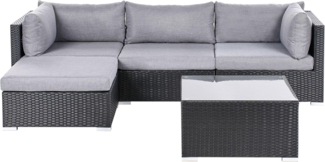 Garten Ecksofa mit Tisch 4-Sitzer SANO rechtsseitig Polyrattan Schwarz