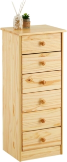 IDIMEX Kommode RONDO, Kommode Hochschrank mit 6 Schubladen Highboard Kiefer massiv lackiert