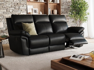 Relaxsofa 3-Sitzer PAKITA - Büffelleder - Schwarz