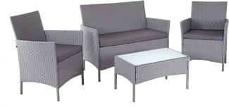 Poly-Rattan Garten-Garnitur HWC-D82, Sitzgruppe Lounge-Set ~ grau mit Kissen anthrazit